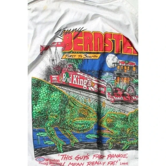 Vtg Kenny Bernstein First 300 Budweiser King Racing 1998 T-shirt Size L Signed - Picture 5 of 7
